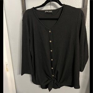 Kim & Cami Black Tie Front Blouse